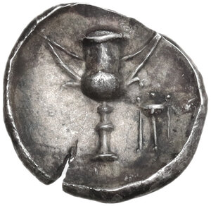 reverse: Southern Apulia, Tarentum. AR Obol, c. 280-228 BC
