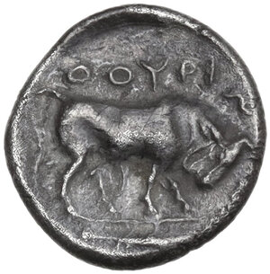 reverse: Southern Lucania, Thurium. AR Diobol, c.  443-400 BC