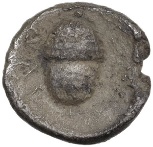 reverse: Bruttium, Laus. AR Triobol, c. 480-460 BC
