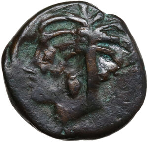 obverse: AE 17 mm., c. 350/40-320/300 BC. Overstruck on Triptolemos/Horse left AE