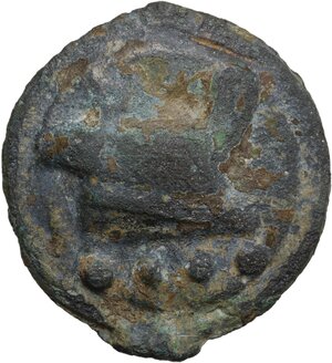 reverse: Janus/Prow to right libral series.. AE Cast Triens, c. 225-217 BC
