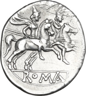 reverse: Anonymous.  AR Denarius, from 211 BC