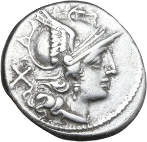 obverse: Crescent series.. AR Denarius, uncertain Campanian mint (Capua?), 207 BC