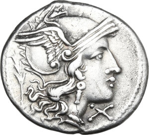 obverse: Branch series. AR Denarius, uncertain Sicilian mint (Syracuse?), 210 BC