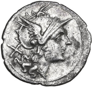 obverse: Spearhead, fourth series. Fourrèe Denarius, uncertain Lucanian mint (Venusia?), 208 BC