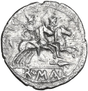 reverse: Spearhead, fourth series. Fourrèe Denarius, uncertain Lucanian mint (Venusia?), 208 BC