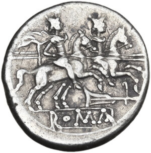 reverse: Rudder series. AR Denarius, uncertain Campanian mint (Capua?), 205 BC