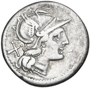 obverse: Prawn series. AR Denarius, uncertain mint, 205 BC