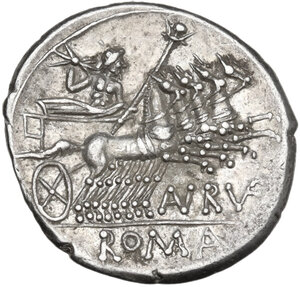 reverse: Aurelius Rufus.. AR Denarius, 144 BC