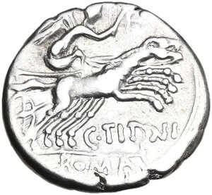 reverse: C. Titinius. Denarius, 141 BC