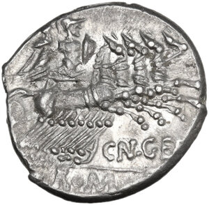 reverse: Cn. Gellius.. AR Denarius, 138 BC