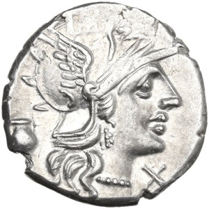 obverse: Sex. Pompeius Fostlus.. AR Denarius, 137 BC