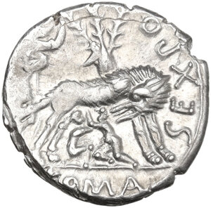 reverse: Sex. Pompeius Fostlus.. AR Denarius, 137 BC