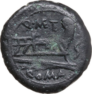 reverse: Q. Caecilius Metellus. AE Semis, 130 BC
