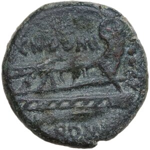 reverse: Cn. Domitius Calvinus. AE Triens, 128 BC