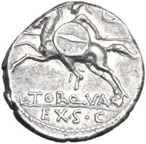 reverse: L. Torquatus. Denarius, 113 or 112 BC