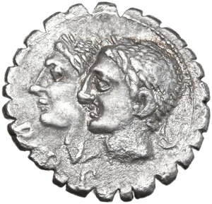 obverse: C. Sulpicius C.f. Galba. Denarius serratus, 106 BC
