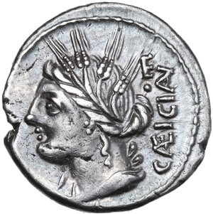 obverse: L. Cassius Caecianus. Denarius, 102 BC