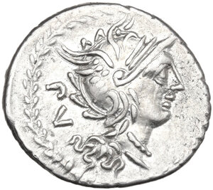 obverse: Mn. Lucilius M.f.. Denarius, 101 BC