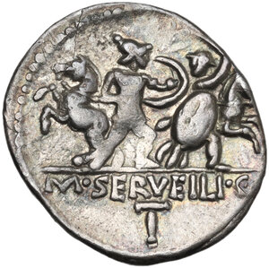 reverse: M. Servilius C.f.. Denarius, 100 BC