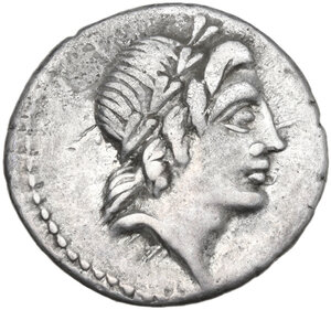 obverse: C. Publicius Malleolus, A. Postumius Sp. f. Albinus and L. Metellus . Denarius, late 90s BC