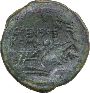 reverse: C. Marcius Censorinus. AE As, c. 88 BC