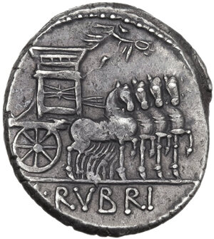 reverse: L. Rubrius Dossenus. Denarius, 87 BC
