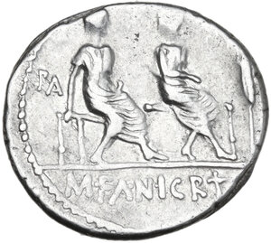 reverse: M. Fannius and L. Critonius. Denarius, 86 BC