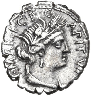obverse: C. Marius C.f. Capito.. AR Denarius serratus, 81 BC