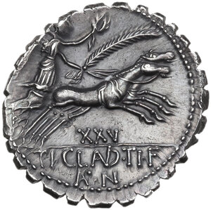 reverse: Ti. Claudius Nero. Denarius serratus, 79 BC