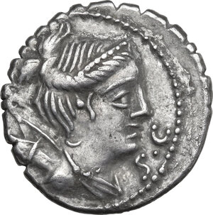 obverse: Ti. Claudius Nero. AR Denarius (partly) serratus, 79 BC