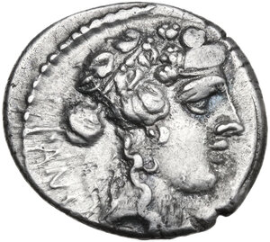 obverse: C. Vibius C. f. C. n. Pansa Caetronianus . Denarius, 48 BC