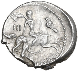 reverse: A. Licinius Nerva. Denarius, 47 BC