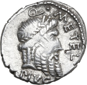 obverse: Q. Caecilius Metellus Pius Scipio.. AR Denarius, 47-46 BC. Africa