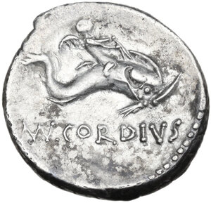 reverse: Mn. Cordius Rufus. Denarius, 46 BC