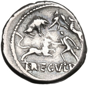reverse: L. Livineius Regulus. AR Denarius, Rome mint, 42 BC