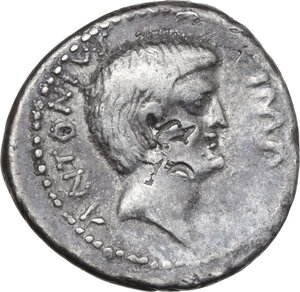 obverse: Mark Antony and Octavian.. AR Denarius, southern or central Italian mint, 40-39 BC