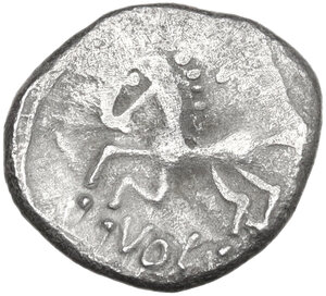 reverse: Southern Gaul, Allobroges.  Cn. Pompeius Voluntilus (ca. 70-61 BC). AR Quinarius