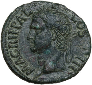 obverse: Agrippa (died 12 BC).. AE As. Struck under Caligula, 37-41