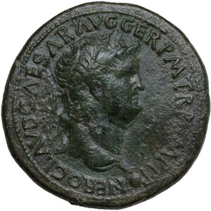 obverse: Nero (54-68).. AE Sestertius, c. 65 AD. Lugdunum mint