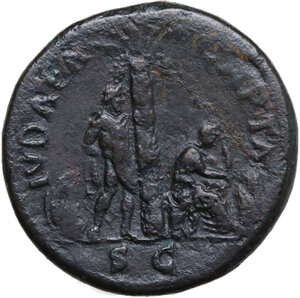 reverse: Vespasian (69-79).. AE Sestertius, “Judaea Capta” commemorative. Rome mint. Struck AD 71