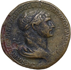 obverse: Trajan (98-117 AD).. AE Sestertius, Rome mint, 116 AD