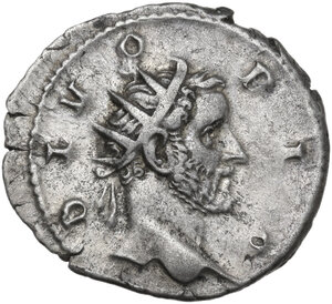 obverse: Divus Antoninus Pius (died 161).. AR Antoninianus, restored by Trajan Decius, 250-1 AD