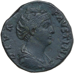 obverse: Diva Faustina I, wife of Antoninus Pius (died 141 AD).. AE Sestertius, after 141 AD