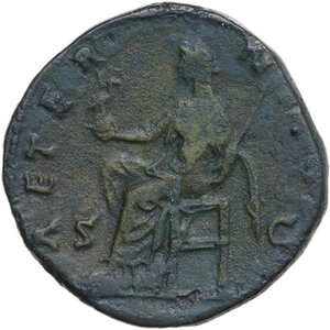 reverse: Diva Faustina I, wife of Antoninus Pius (died 141 AD).. AE Sestertius, after 141 AD