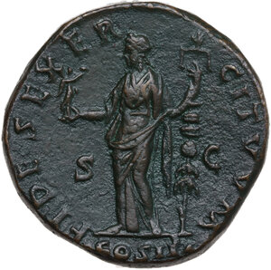 reverse: Marcus Aurelius (161-180).. AE Sestertius, 171 AD