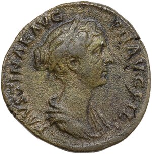 obverse: Faustina II, wife of Marcus Aurelius (died 176 AD).. AE Sestertius. Struck under Antoninus Pius, 145-146 AD