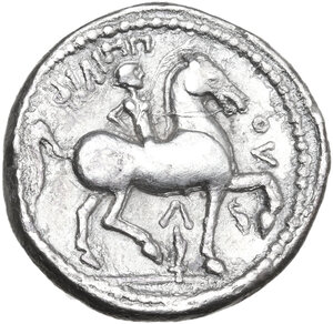 reverse: Celts in Eastern Europe. AR Tetradrachm. In the name and types of Philip II. Vollständiger Legende (Compelete Legend) type. Struck in central Dacia