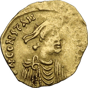 obverse: Constantine IV, Pogonatus (668-685).. AV Tremissis, Constantinople mint