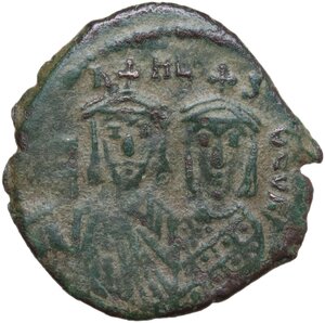 obverse: Michael II with Theophilus (821-829).. AE Follis. Constantinople mint. Struck 821-829